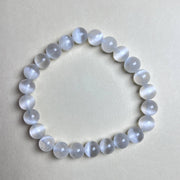 Selenite Bracelet: Round Beads 8mm